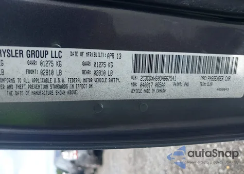 2013 Dodge Charger Sxt из США, поврежденный, VIN 2C3CDXHG0DH667541